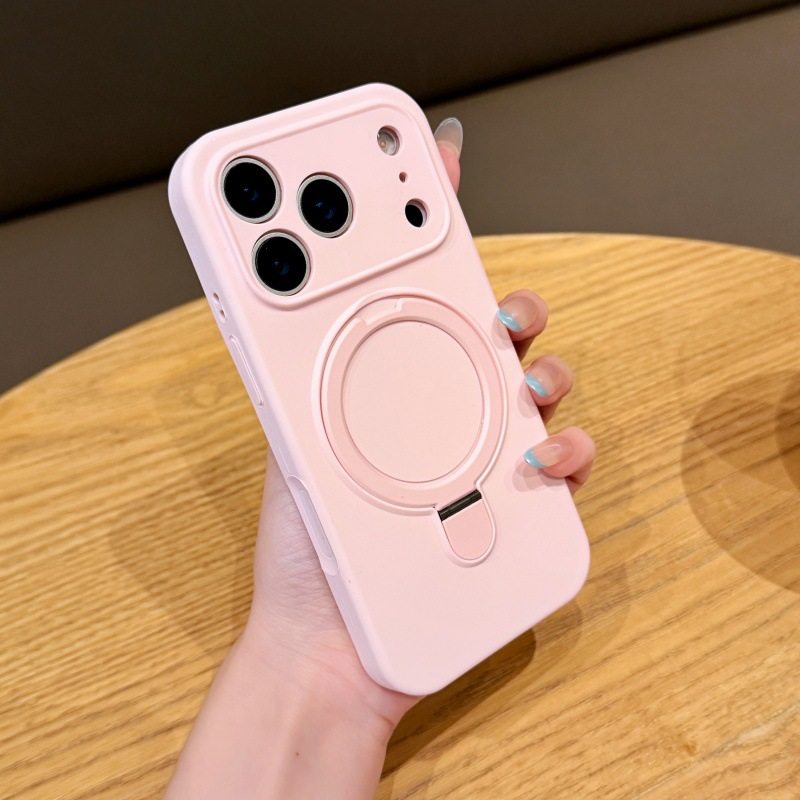 Suitable for Iphone17Promax Mobile Phone Case Liquid Silicone Magnetic Fulcrum Bracket Apple 17 Anti-Fall and Not Good to Hear