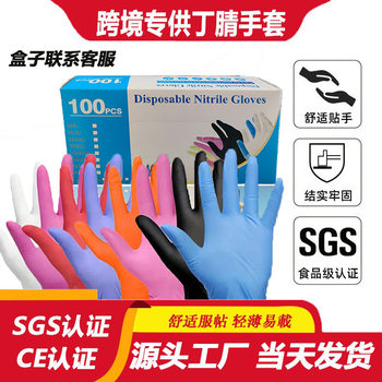 Disposable nitrile gloves color tattoo auto repair food grade Ding Qing gloves cross-border special in stock factory direct sales