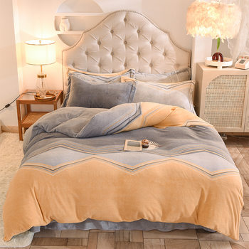 Thickened Milk Velvet Four-Piece Winter Coral Velvet Bed Bed Sheets Quilt Cover Fleece-Lined Winter Flannel Bed 2025 New Style