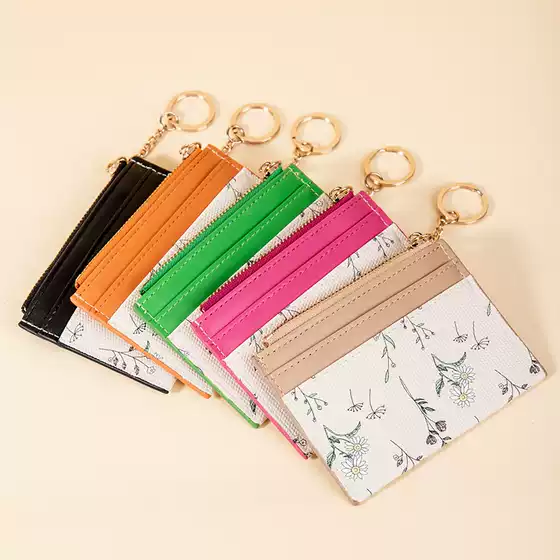 Clearance Korean-Style Small Card Wallet for Women, Short Style 70% off Cute Printed Cartoon Student Multi-Card Slot Folding Card Holder