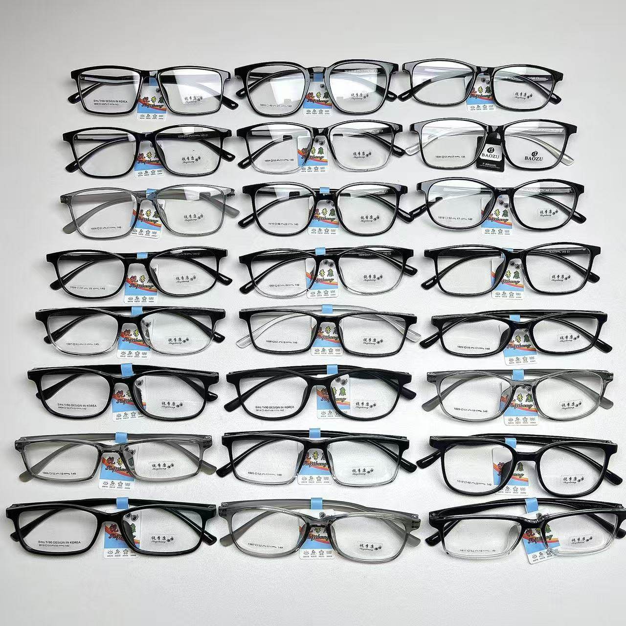 New Square Frame Ultra-Light Tr90 Pure Black Full Frame Glasses Frame Student Classic Versatile Can Be Matched with Prescription Glasses Frame Wholesale