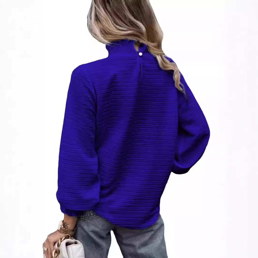 2024欧美外贸亚马逊独立站跨境新款秋冬女装高领长袖百搭街拍上衣