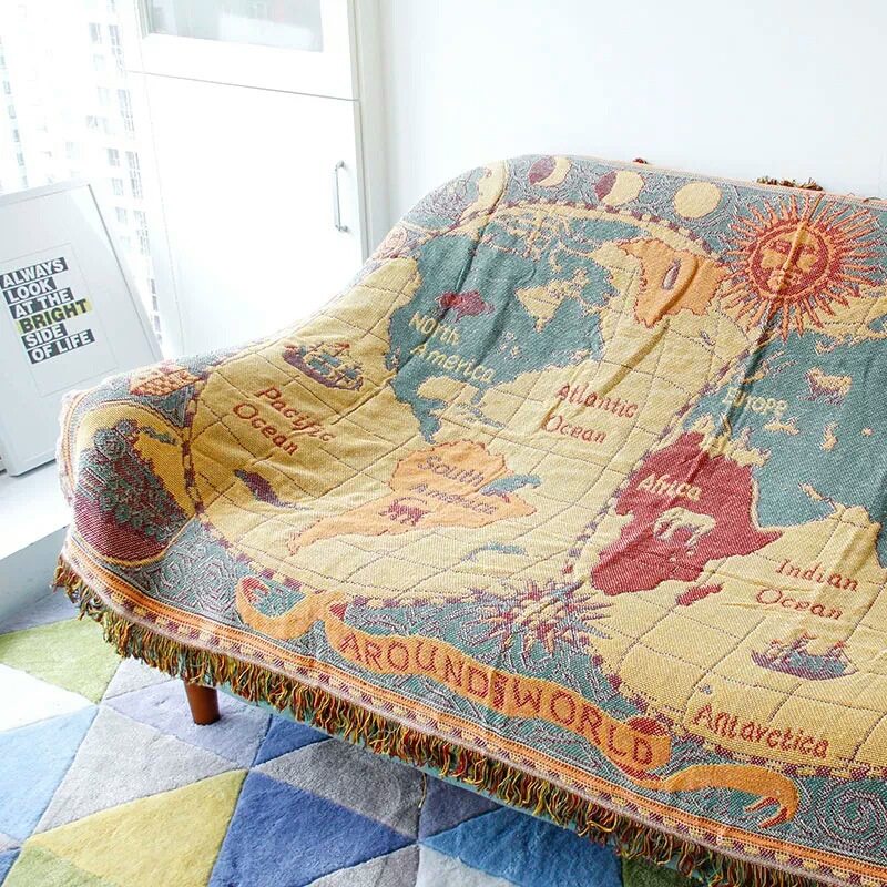 Cross-border Multi-function Blanket Sofa Towel Cover Blanket World Map Internet Celebrity Blanket Full Cover Tapestries