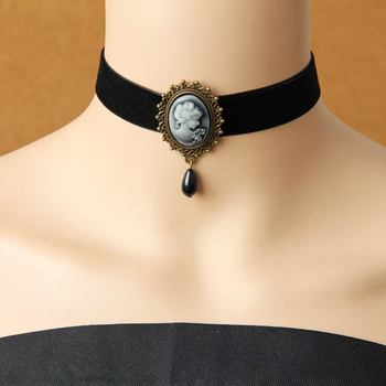 Vintage Velvet with Necklace Neck Ladies' Collar Necklace Beauty Head Chain Jewelry Wholesale Y357