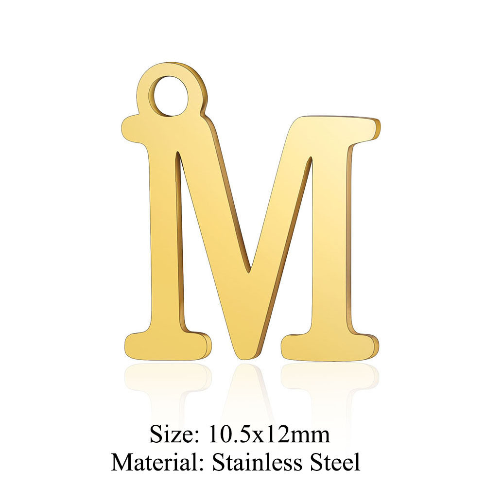 5 PCs/Pack Letter Titanium Steel Letter Pendant 26 Golden Capital English Letter diy Stainless Steel Jewelry Accessories