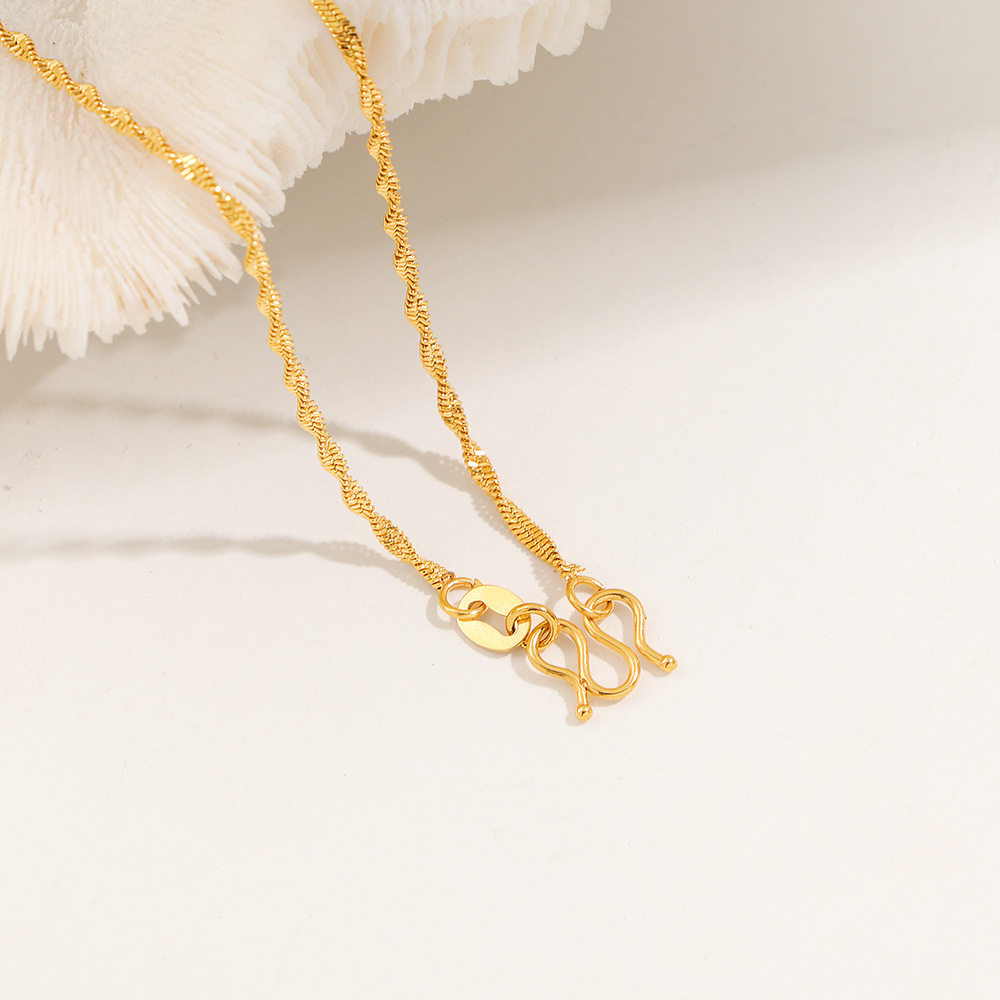 钛钢不掉色M扣蛇骨链2024新款项链女简约颈链百搭通勤素链锁骨链