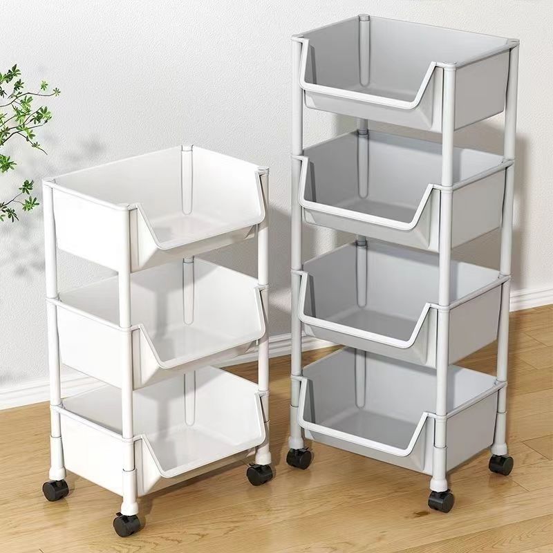 Trolley Storage Rack Bedroom Snacks Floor Multi-layer Living Room Storage Bookshelf Mobile Kitchen Vegetable Basket Storage