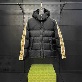 High-End g Brand 2025 Autumn New Reflective Webbing Double g Jacquard Loose-Fitting Unisex down Jacket