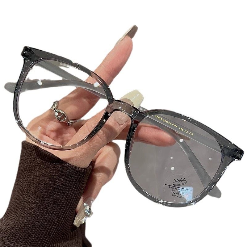 3028 glasses women can be equipped with myopia degree cold tea pigment color artifact large frame face small eyes square round face frame