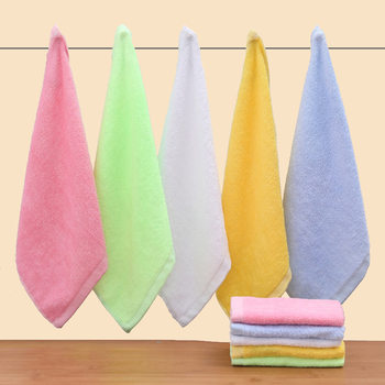 Bamboo Fiber Small Square Towel 25*25 Saliva Towel Face Wash Absorbent Plain Square Towel Kindergarten Kidsren's Handkerchief Small Towel