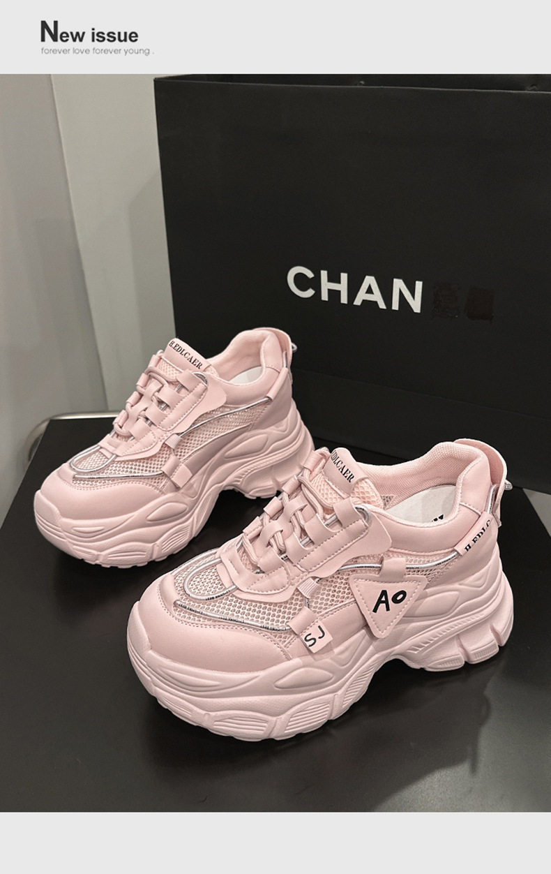 Giày sandal cao gót nữ hở mũi đế platform da bò thật, gót siêu cao 8 cm — Trắng, Hồng chi tiết 14