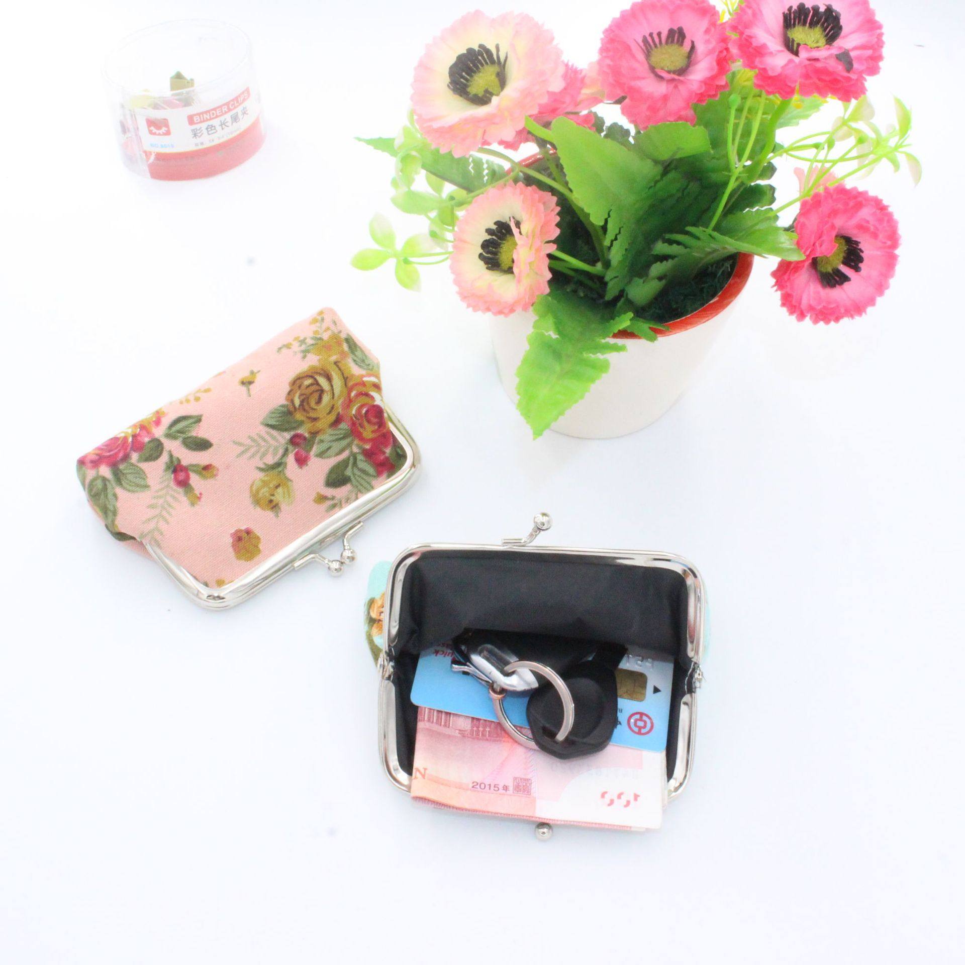 ebay AliExpress supply classic rose fashion buckle coin purse card key bag wholesale