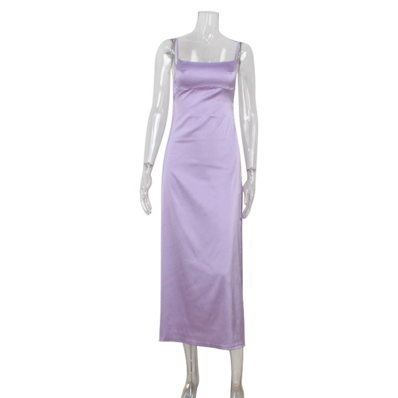 French Style Womens Satin Slip Dress Elegant Slim Fit Backless Soft Texture Perfect for Evening Events Wholesale