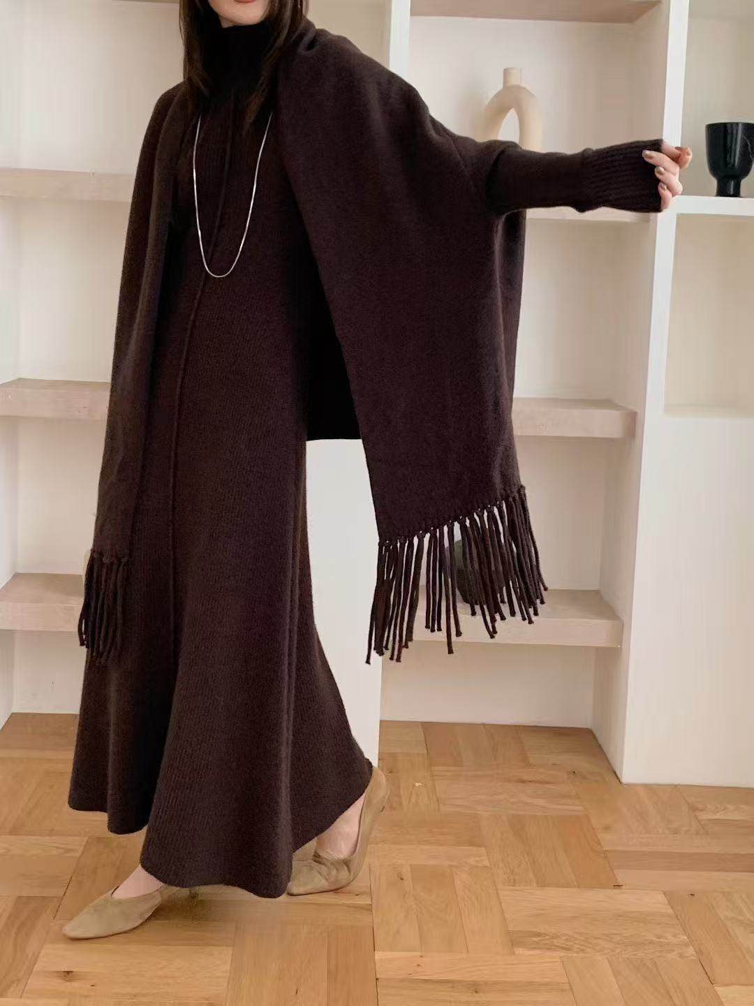 Autumn and Winter New Fashion Elegant French Classy Knitted Suit Loose Slimming Look Sweater Vest Long Skirt Two-Piece Trendy Set
