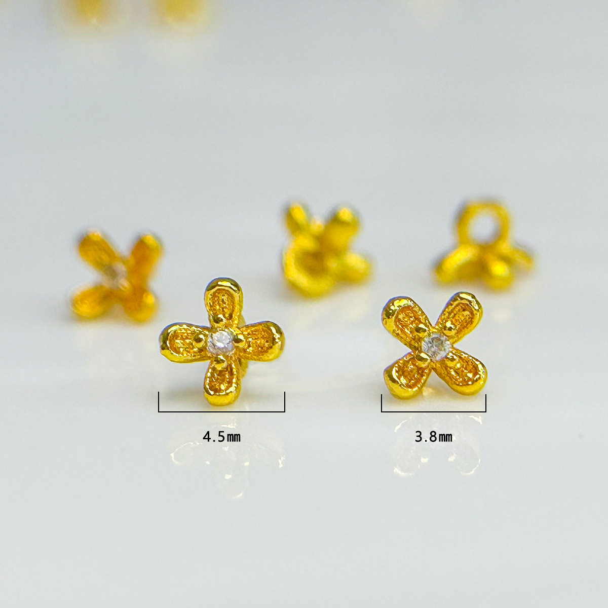 Gold-Plated DIY Button Accessories, Handmade Braided Rope Accessories, Four-Petal Flower, Mini Osmanthus Gold Buckle Flower Cap