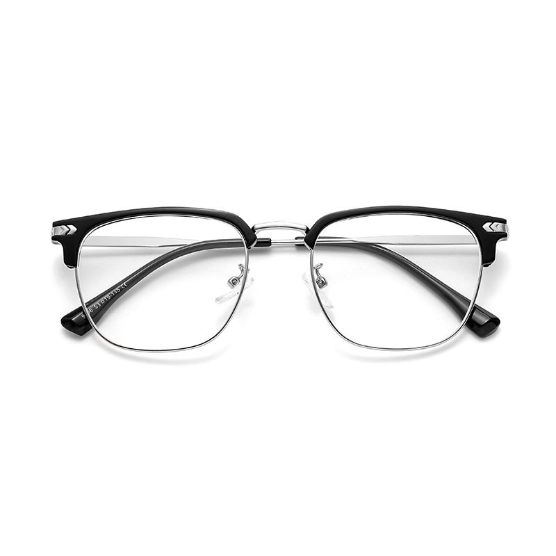 Half-frame glasses men's anti-blue light flat light Danyang glasses frame glasses eyebrow glasses frame myopia glasses pure titanium 122601