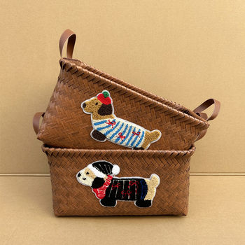 Little Red Book Internet Celebrity Dachshund American Storage Basket Dirty Clothes Basket Imitation Rattan Desktop Snack Toy Storage Blue