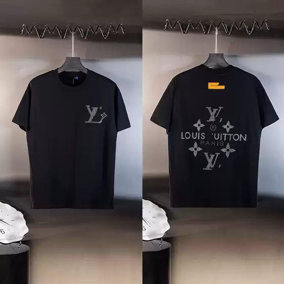 Cross-Border Luxury Brand Top-Quality Trendy L Brand Short-Sleeve New Letter Logo Round Neck Versatile Loose-Fit Unisex T-Shirt