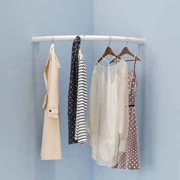 Simple Wall-Mounted Corner Clothes Rack, Corner Wardrobe, Curved Clothes Hanging Rod, Bathroom Tile Punch-Free Drying Coat Rack
