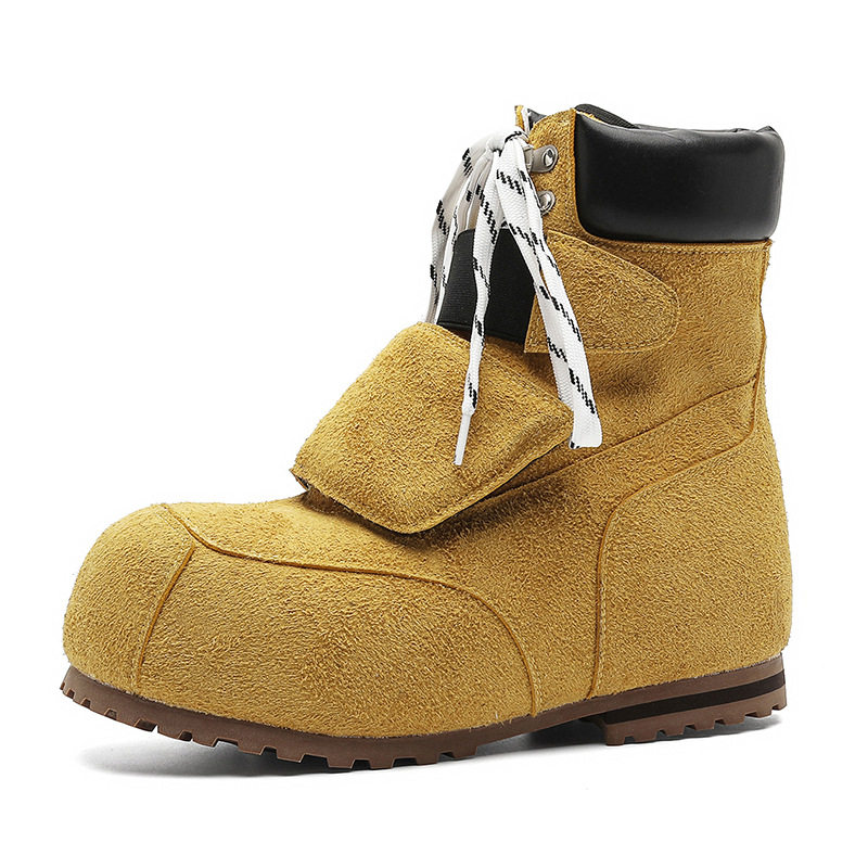 Chunky Couple Style Thick-Soled Height-Increasing Velcro High-Top Outdoor Yellow Boots Ski Boots Snow Boots Martin Boots