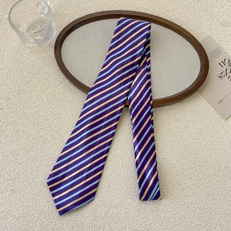 黄と青の綾織り紫ネクタイ - 約154cm