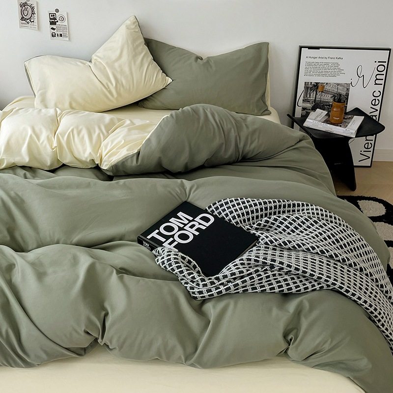 Four-Piece Bed Set, Category A, Maternal and Infant Grade, Naked Sleeping Ins, Pure Washed Cotton Bedding, Bed Sheetss, Quilt Cover, Dormitory Bed Bed Sheets Set, Three-Piece Set