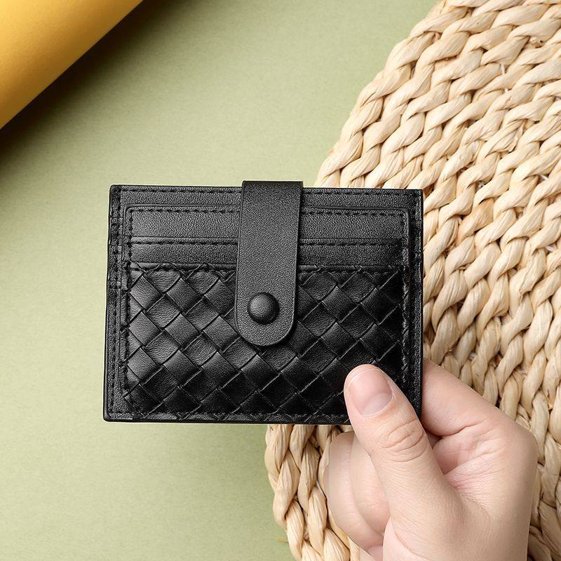 Cross-Border Card Holder for Women, Compact Document Holder, Stylish Card Holder for Men, Anti-Magnetic Driver's License Card Holder, Exquisite Coin Purse, Woven Design
