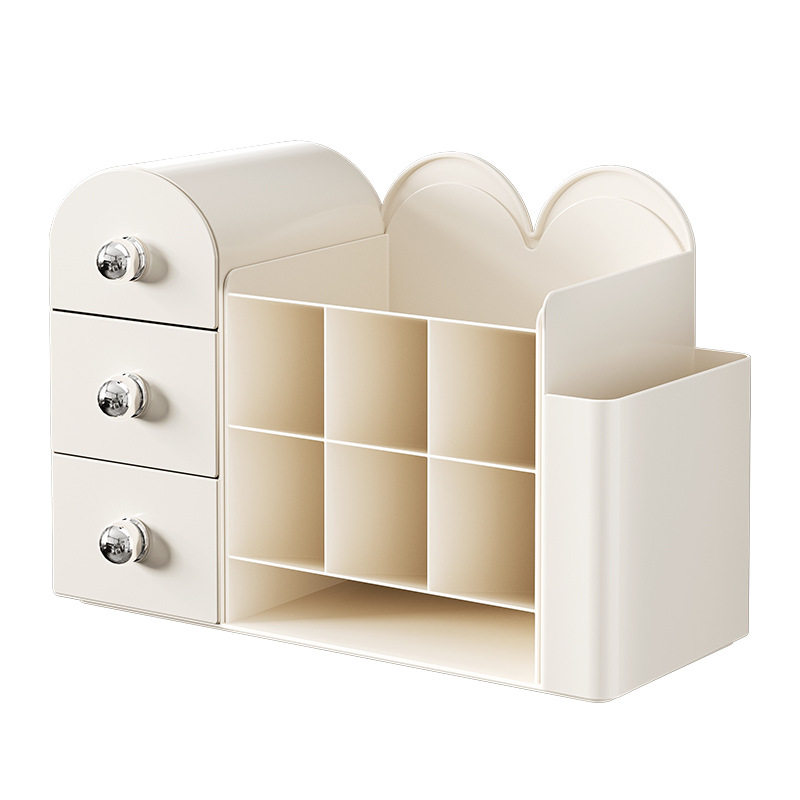 Drawer-Type Desktop Storage Box Office Desk Stationery Storage Rack Large-Capacity Oblique Socket Pen Holder Book Stand Shelf