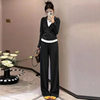 Hooded Fake Two-Piece Sports Suit for Women in Autum New Loose Slimming Look Half-Zip Casual Long-Sleeved Simple Two-Piece Set