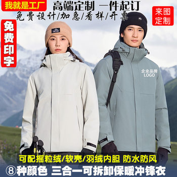 Down Jacket Custom Logo Printing and Embroider Outdoor Three-In-One 0.05kg Piece Set Waterproof and Windproof Men's and Women's Work Clothes