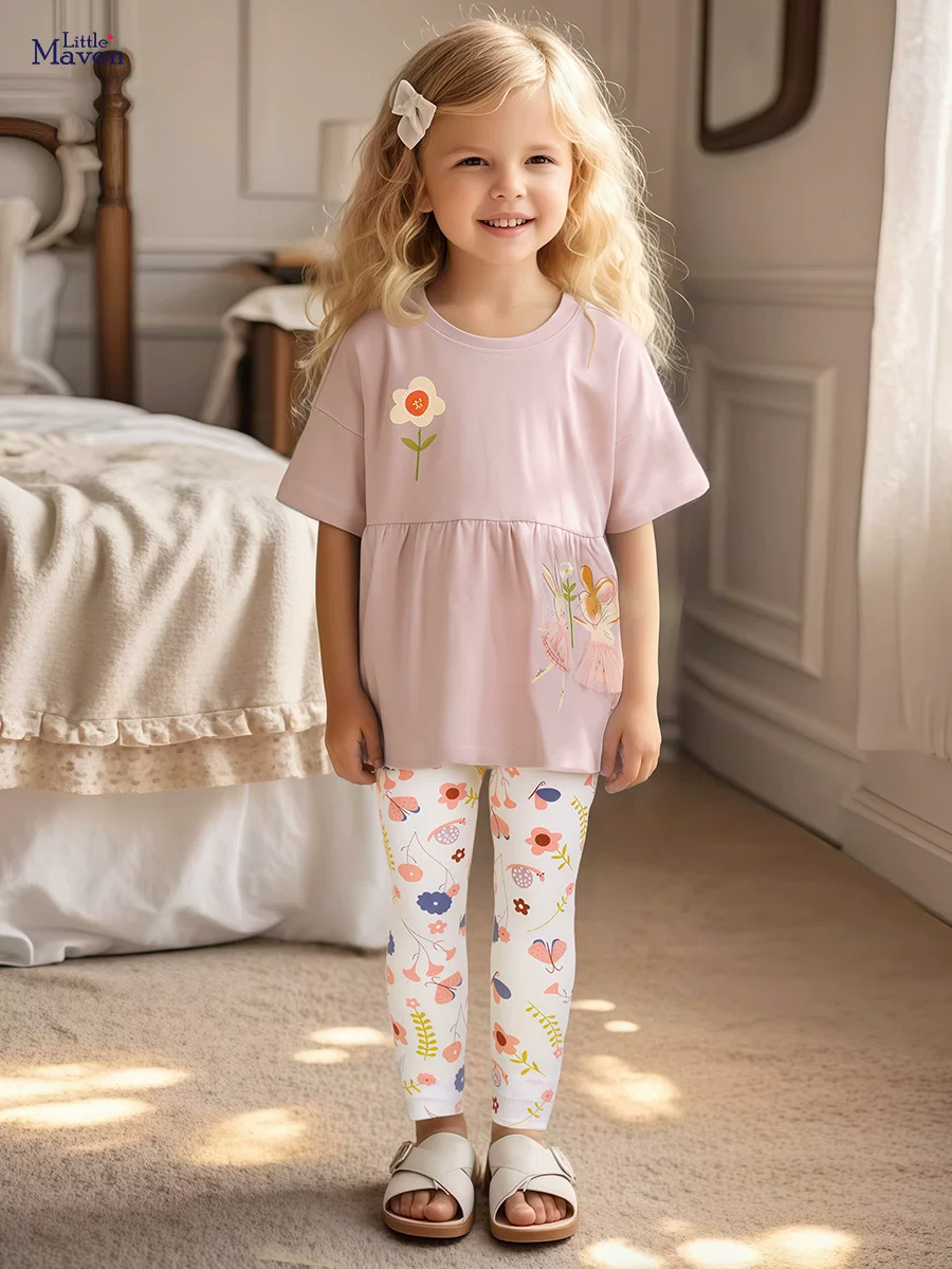 Custom-made Girls' Set, Summer Short-sleeve Kids' 2-piece Outfit, Cute Kids' Set Wholesale