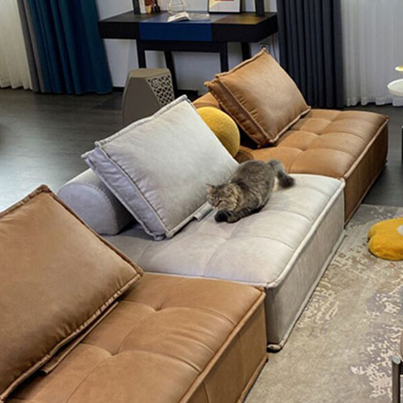 北欧工业风皮埃蒙特布艺沙发豆腐块沙发意式组合模块客厅科技布