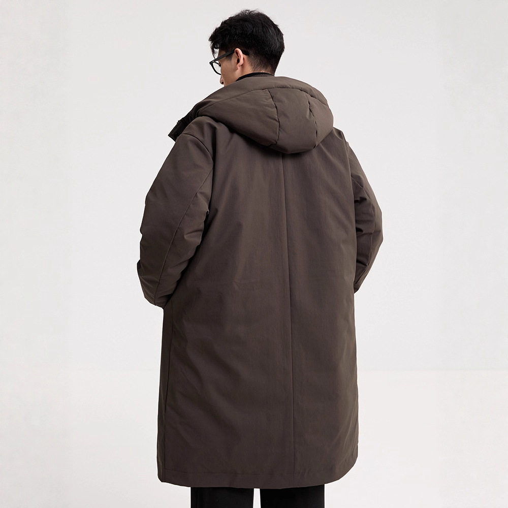 90 down Men's Windbreaker Style down Jacket 25 Winter New Warm Mid-Length Hooded Fake Two-Piece Jacket