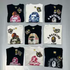 Japanese Streetwear BAPE Style Short-Sleeve T-Shirt, Premium 260g Cotton Camo Ape Head Print, Casual Unisex Summer Tee