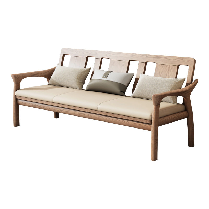 厂家新中式实木沙发冬夏两用白蜡木沙发客厅沙发科技布沙发组合