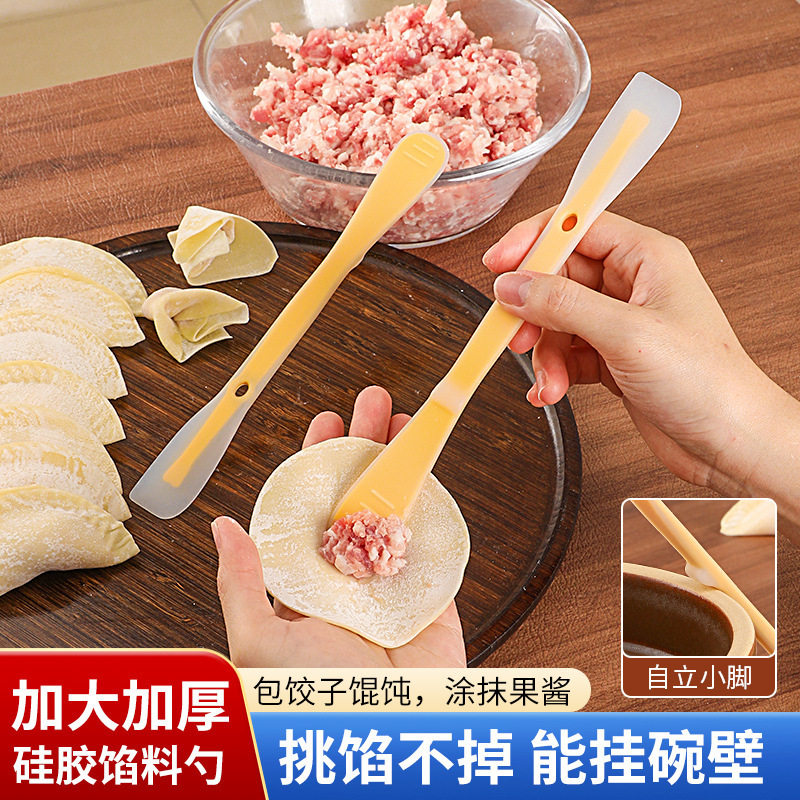 Dumpling Filling Spoon, Wonton and Bun Filling Tool, Silicone Jam Scraper, Mixing Spoon, Dumpling Wrapper, Dumpling
