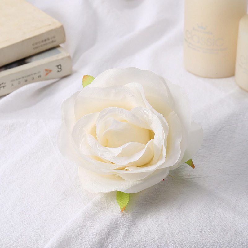 仿真玫瑰花头DIY假花绢花婚庆婚礼花材胸花发饰装饰花玫瑰花批发