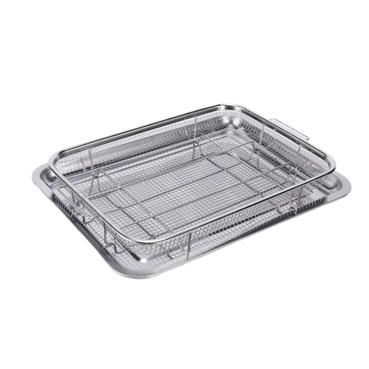 Cross-border stainless steel baking basket draining basket stainless steel baking tray air fryer accessories oven barbecue tray barbecue tray