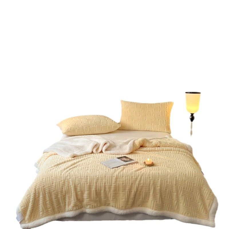 Double-layer Thickened Blanket Winter Office Shawl Blanket Single Double-sided Lamb Velvet Sofa Blanket Children Nap Cover Blanket