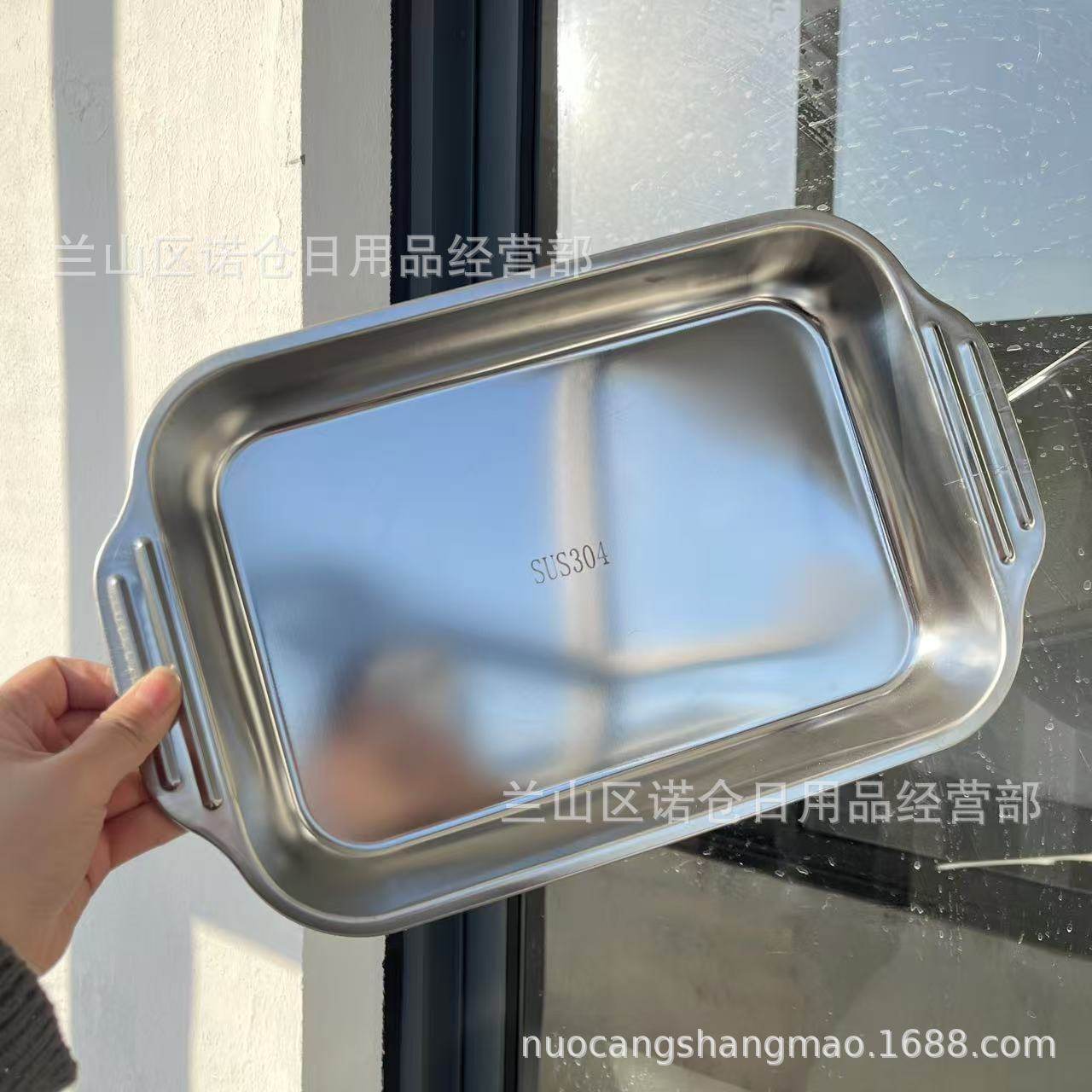 37 Grilled Fish Plate Rectangular Binaural Baking Plate Restaurant Flat Bottom Commercial Grilled Fish Plate Restaurant Dumpling Tray