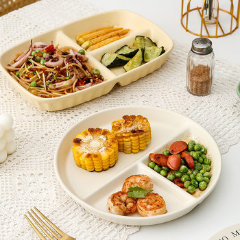 Ceramic Japanese-style Split Plate Children's Split Plate Breakfast Plate Creative Split Plate Household Fat Reduction Weight Loss Quantitative