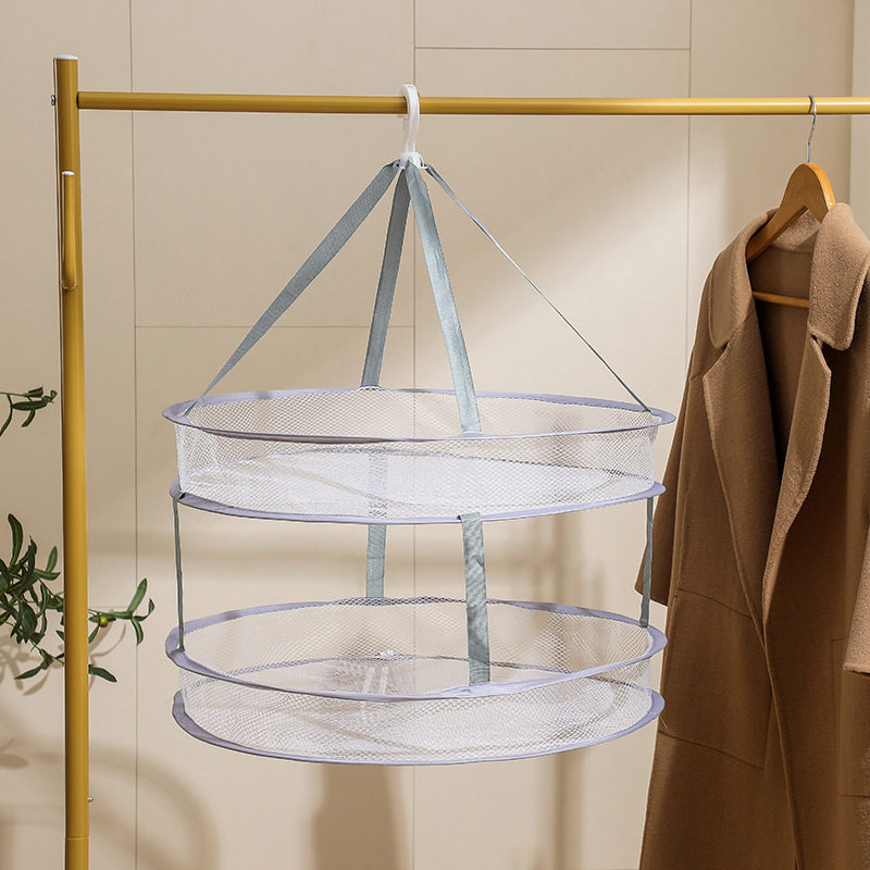Deformable Multifunctional Large Clothes Drying Basket Double Layer Foldable Clothes Drying Net Underwear and Socks Drying Storage Net Wholesale