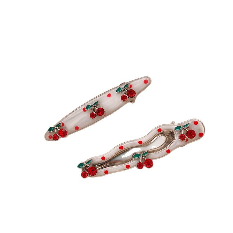 少女感金属樱桃发夹滴油红色发饰高颜值森系百搭刘海夹发卡头饰