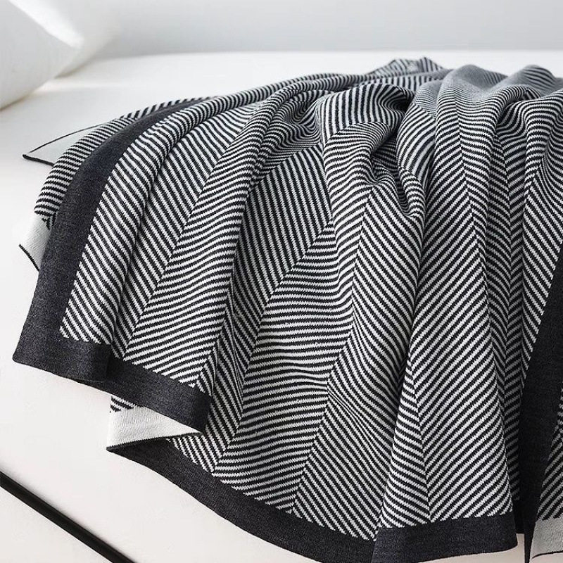 Nordic Minimalist Style Knitted Summer Nap Air-Conditioning Blanket, Throw Blanket, Bed Runner, New Yarn Blanket, Sofa Blanket