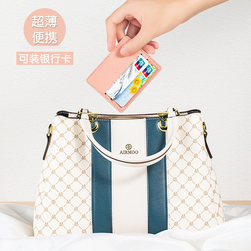 Factory card bag pu leather custom creative card bag in stock printable advertising logo simple mini lightweight business card holder