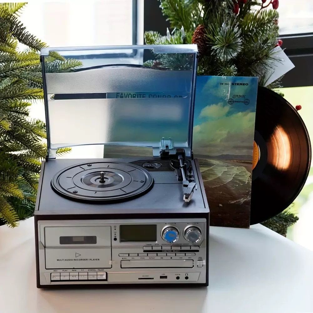 Cross-Border Best-Selling Multifunctional Retro Vinyl Record Player, Cd Player, Tape Player, Fm Radio, Bluetooth Speaker Ornament