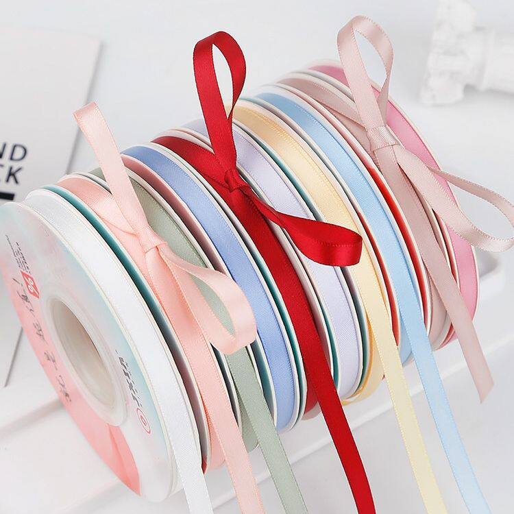 1cm Solid Color Polyester Ribbon Satin Ribbon Flower Gift Packaging Bow Ribbon Weaving Ribbon Baking Wedding Decoration Ribbon