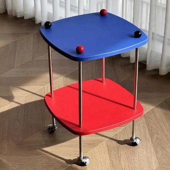 Memphis Color Two-Tone Home Side Table Small Table Bedside Table Nightstand Sofa Side Table Living Room Coffee Table Bar Counter