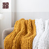 Handmade Thick Thread Blanket, Simple Woven Fishbone Style Knitted Blanket, Bedroom Sofa Cover Blanket, Air-Conditioned Lunch Blanket and Towel Home