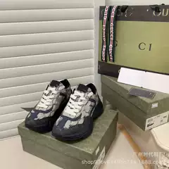 2024 New Four Seasons g Home Casual Retro Air Cushion Dad Shoes Platform Thick Sole Color Matching Print Plaid Sports Women